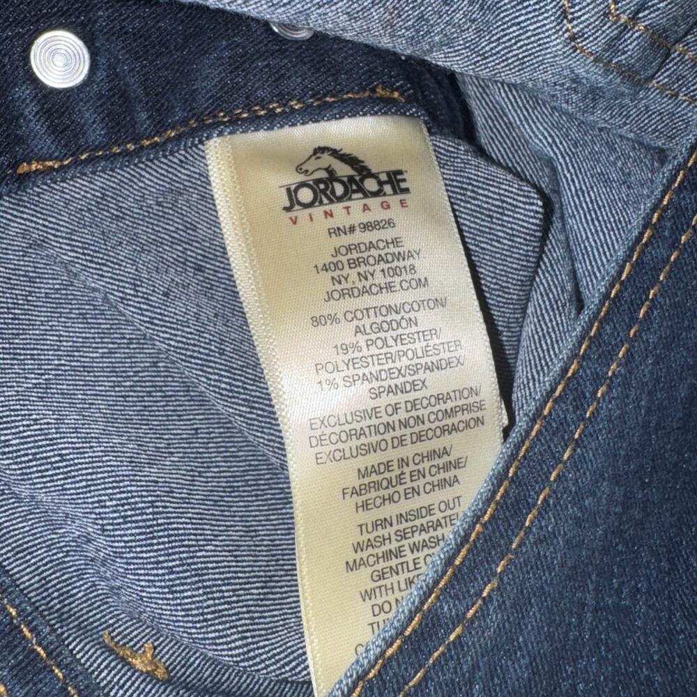 Jordache Vintage L Denim Short Bib Overalls Y2K Retro 90s Dark Wash Distressed - Picture 6 of 6